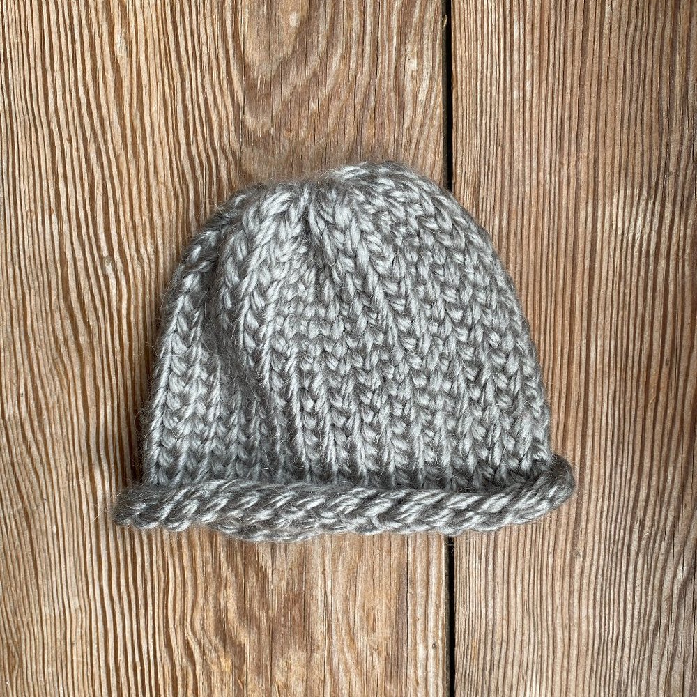 Handmade Knit Newborn Hat Gray